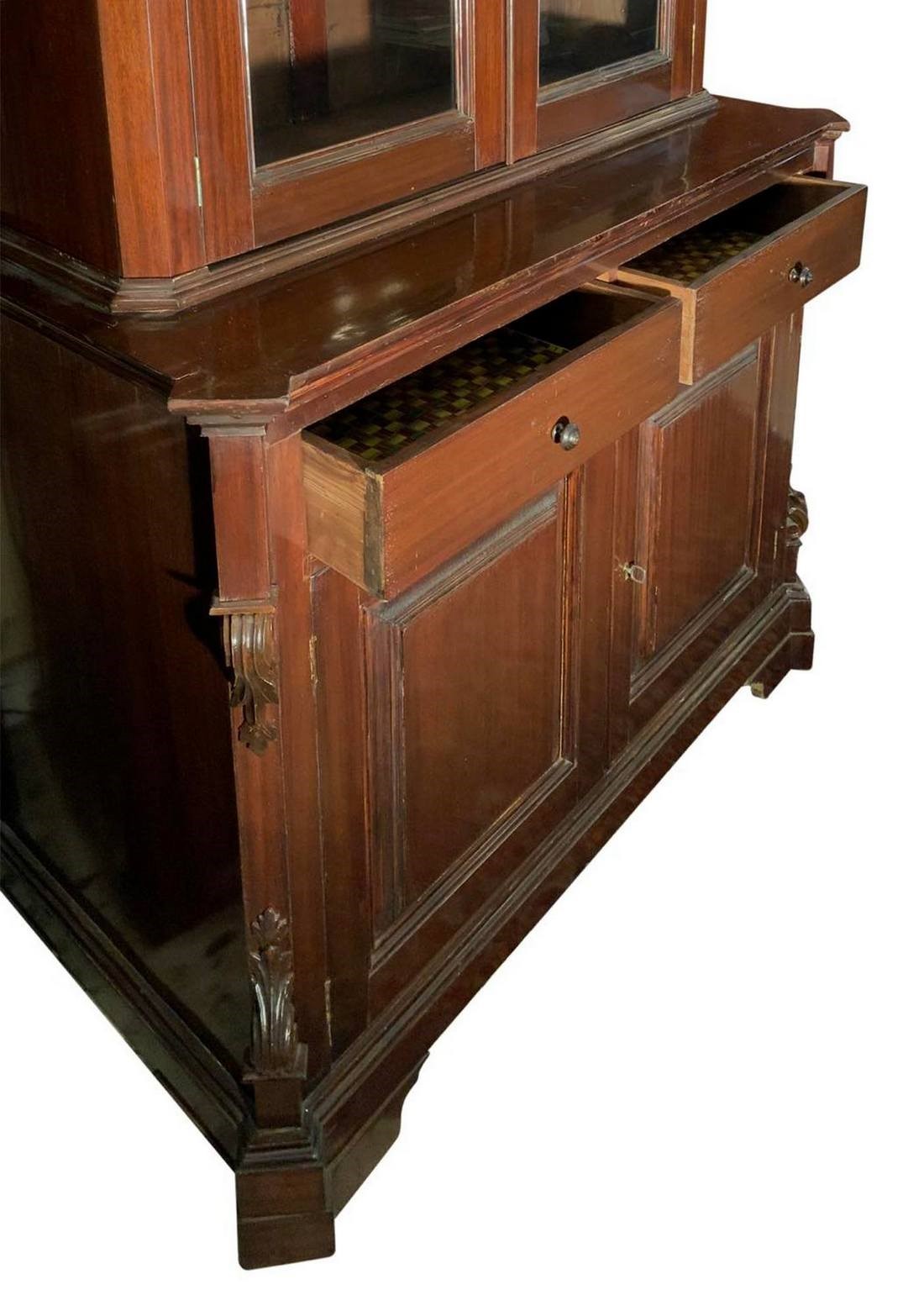 Credenza in Legno di Mogano Doppio Corpo