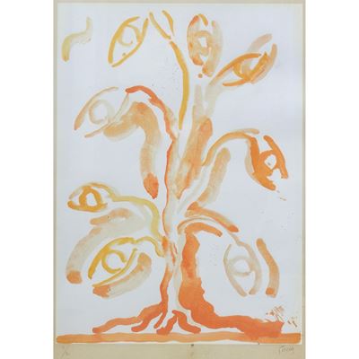 Albero giallo, litografia