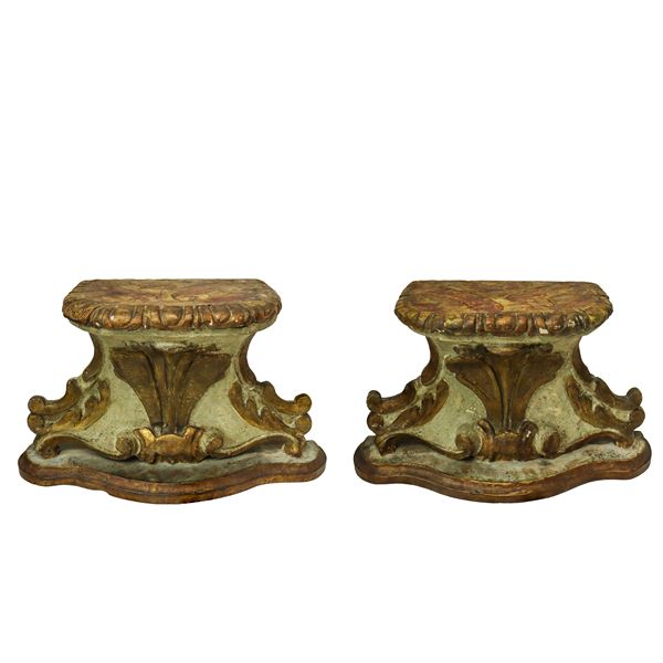 Pair of golden and white lacquered shelves