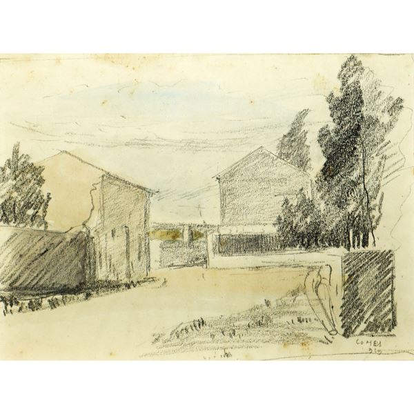Carmelo Comes - Landscape with houses