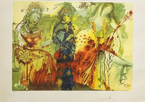 Acquaforte , prova d'autore raffigurante le tre grazie, Salvador DalÃ¬. N. 20/195
Cm 60x80
