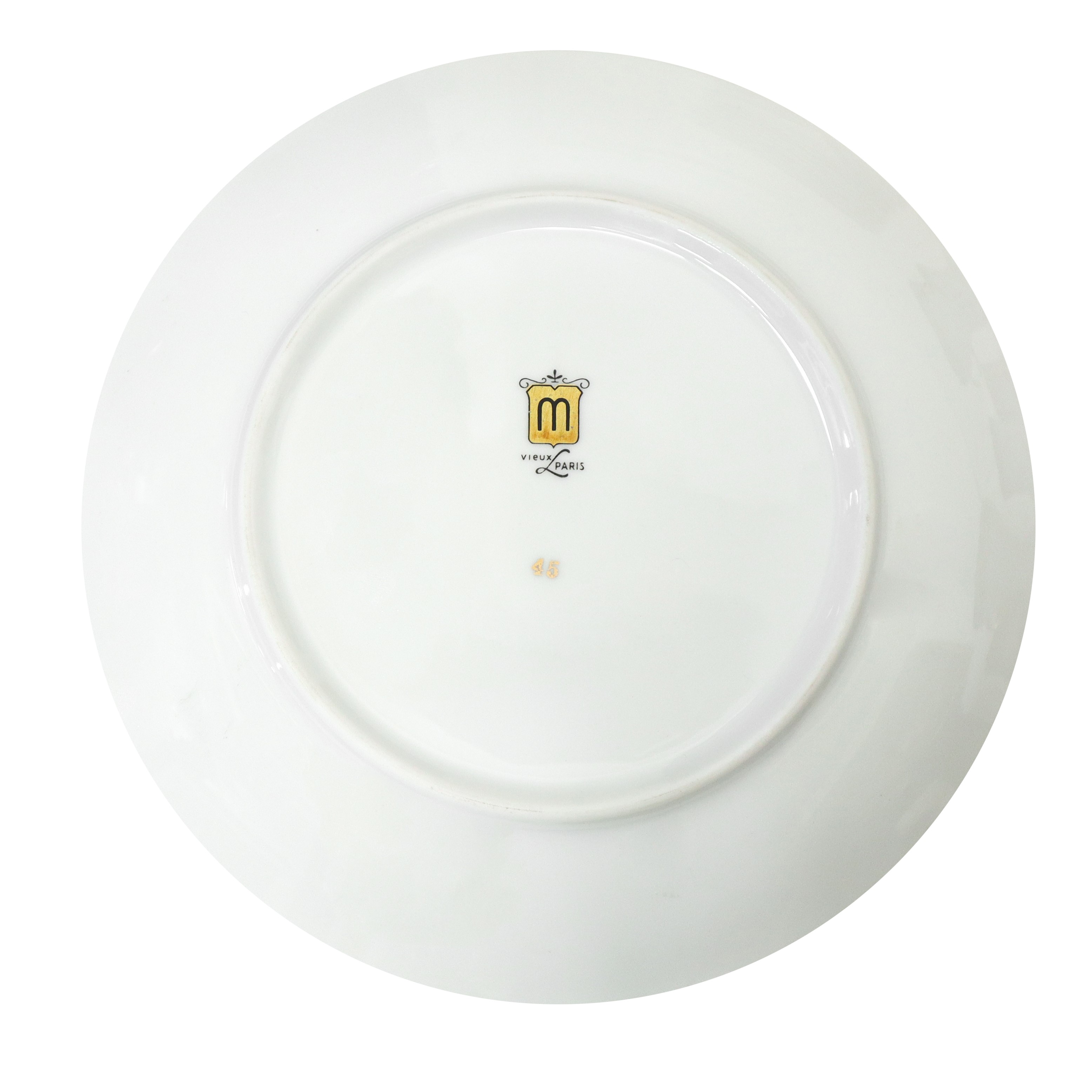 Servizio da 12 da caffe', con piatto, piattini e tazzina, in porcellana bianca con decori dorati ...