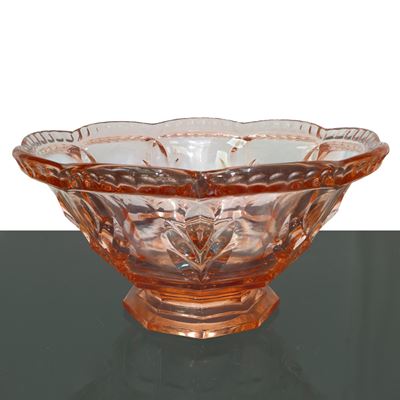 Centrotavola in Vetro Rosa con Decorazione di Foglie