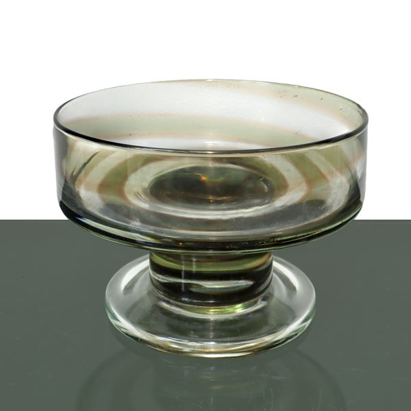 Clear glass stand, brown spiral decoration