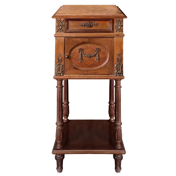 Bedside table with marble top with chamber pot