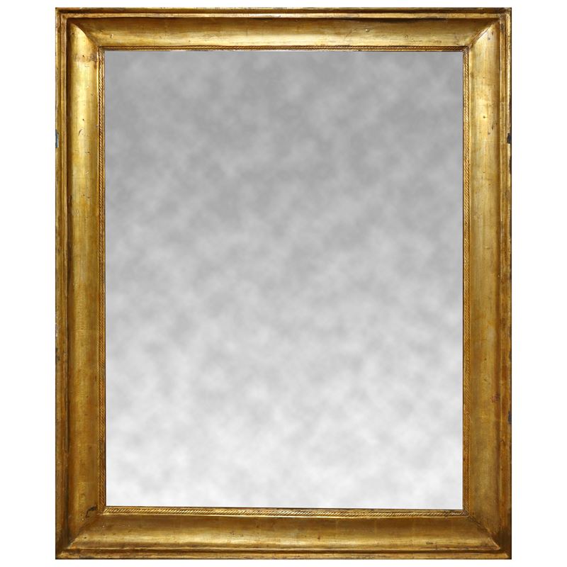 Specchiera in Cornice a Mezza Canna in Legno Dorato