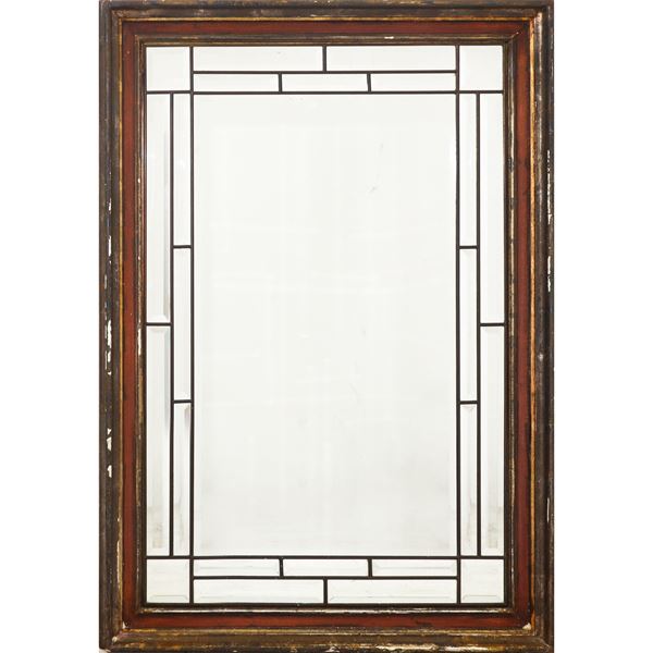 Mirror in lacquered and gilded frame