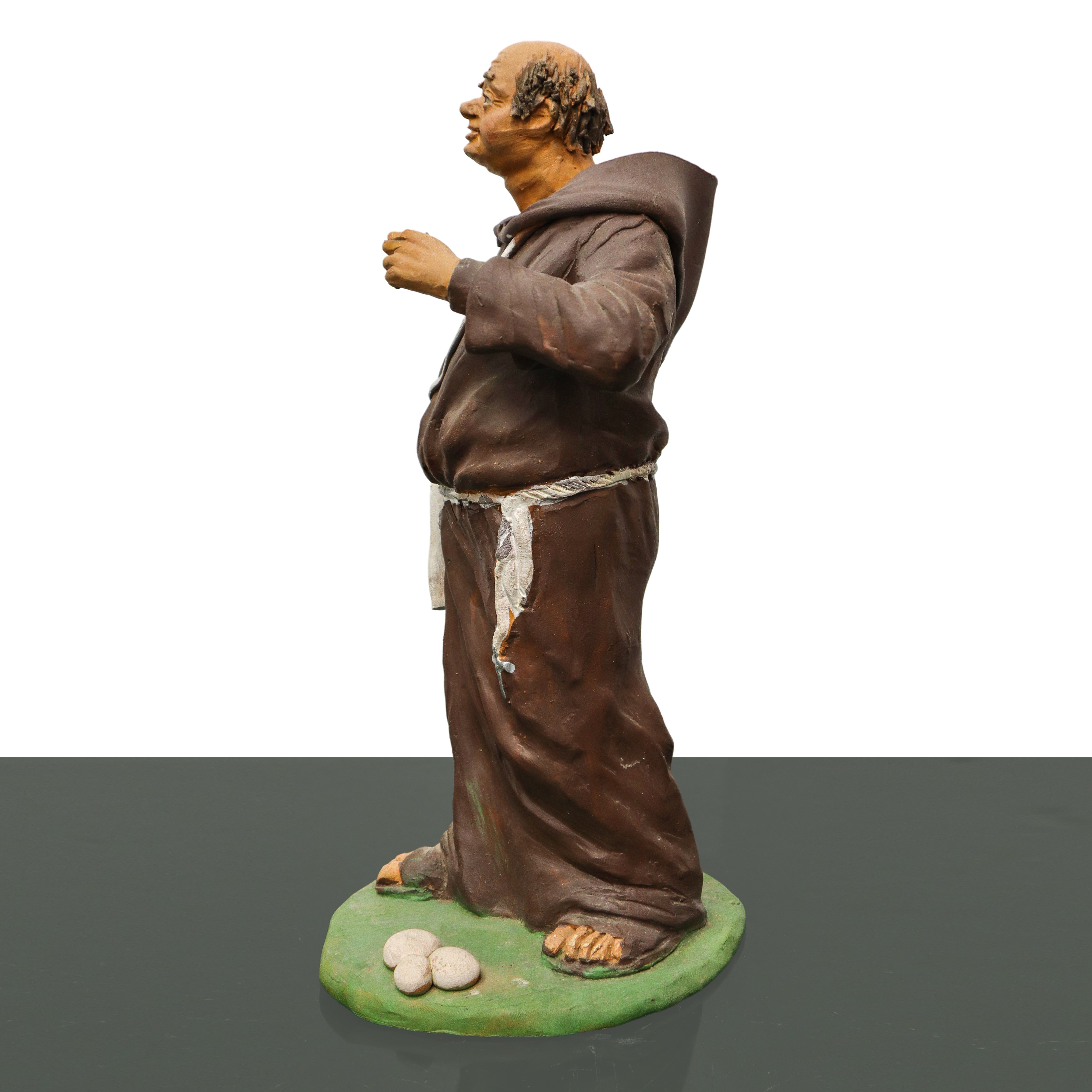Frate e venditore di pentole in terracotta policroma, XX secolo
