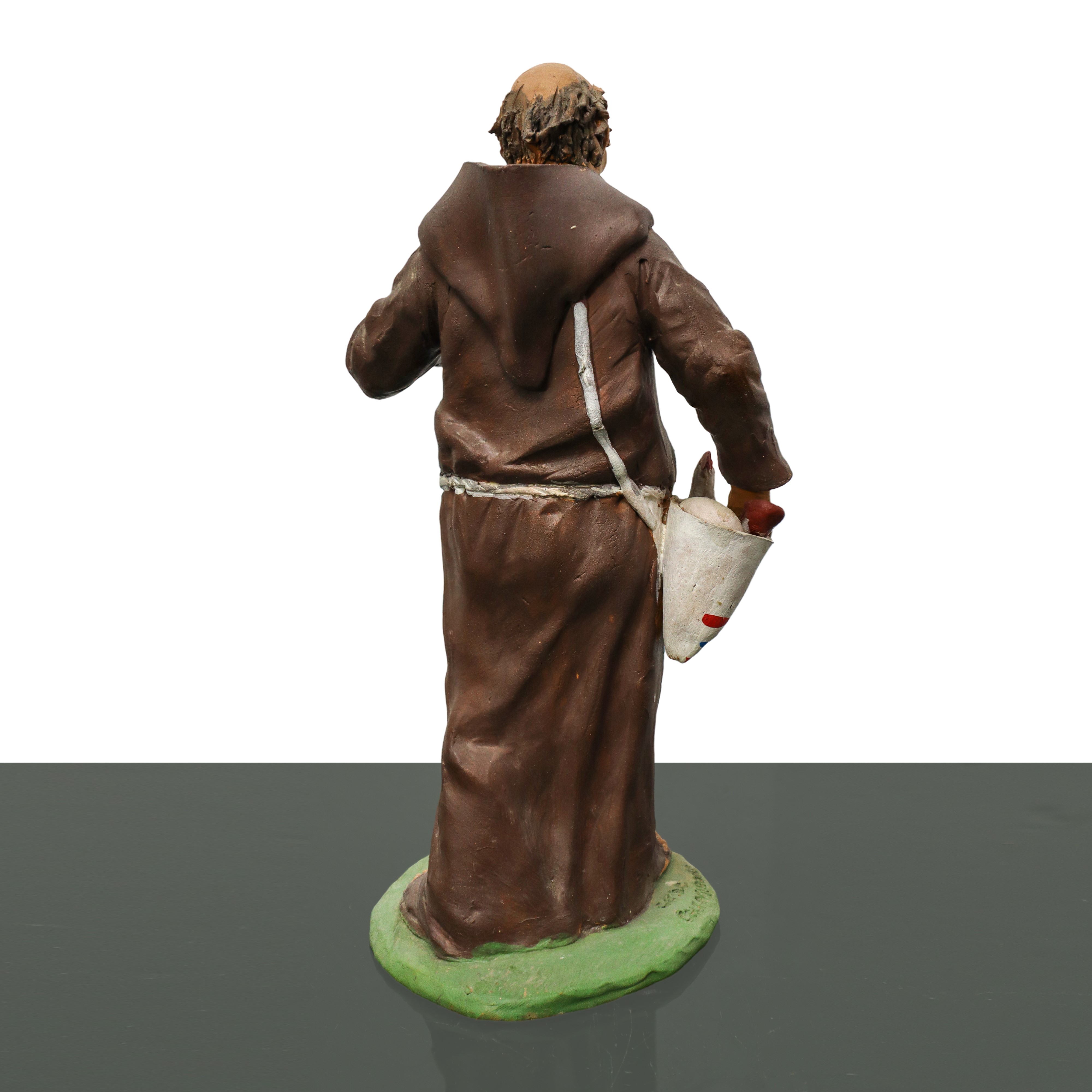 Frate e venditore di pentole in terracotta policroma, XX secolo