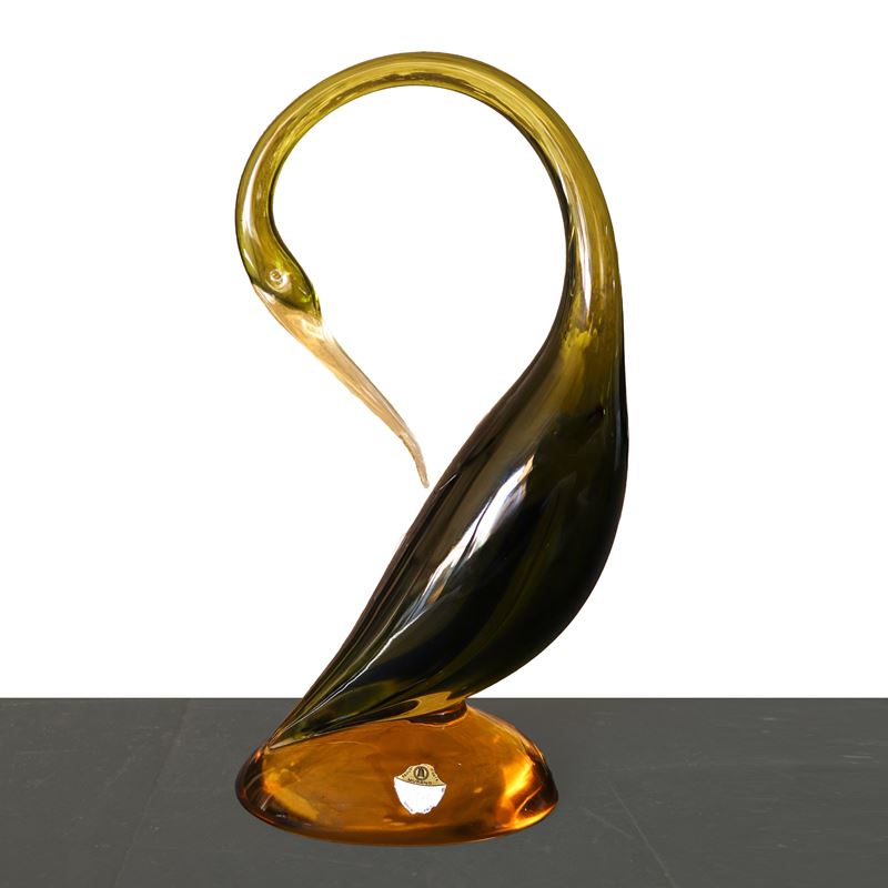 Seguso Murano - Scultura di Cigno in Vetro di Murano Sommerso