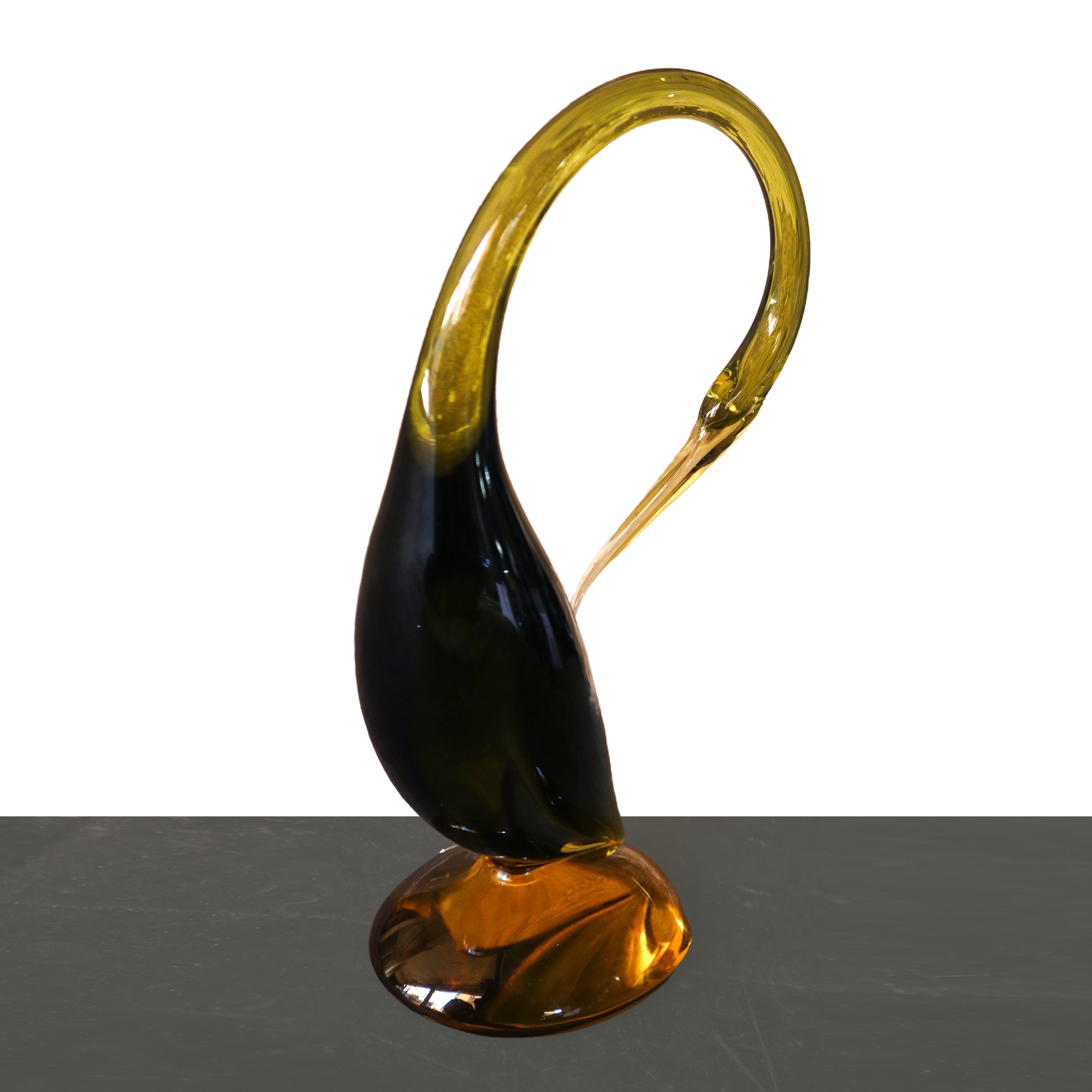 Scultura di cigno in vetro di Murano sommerso