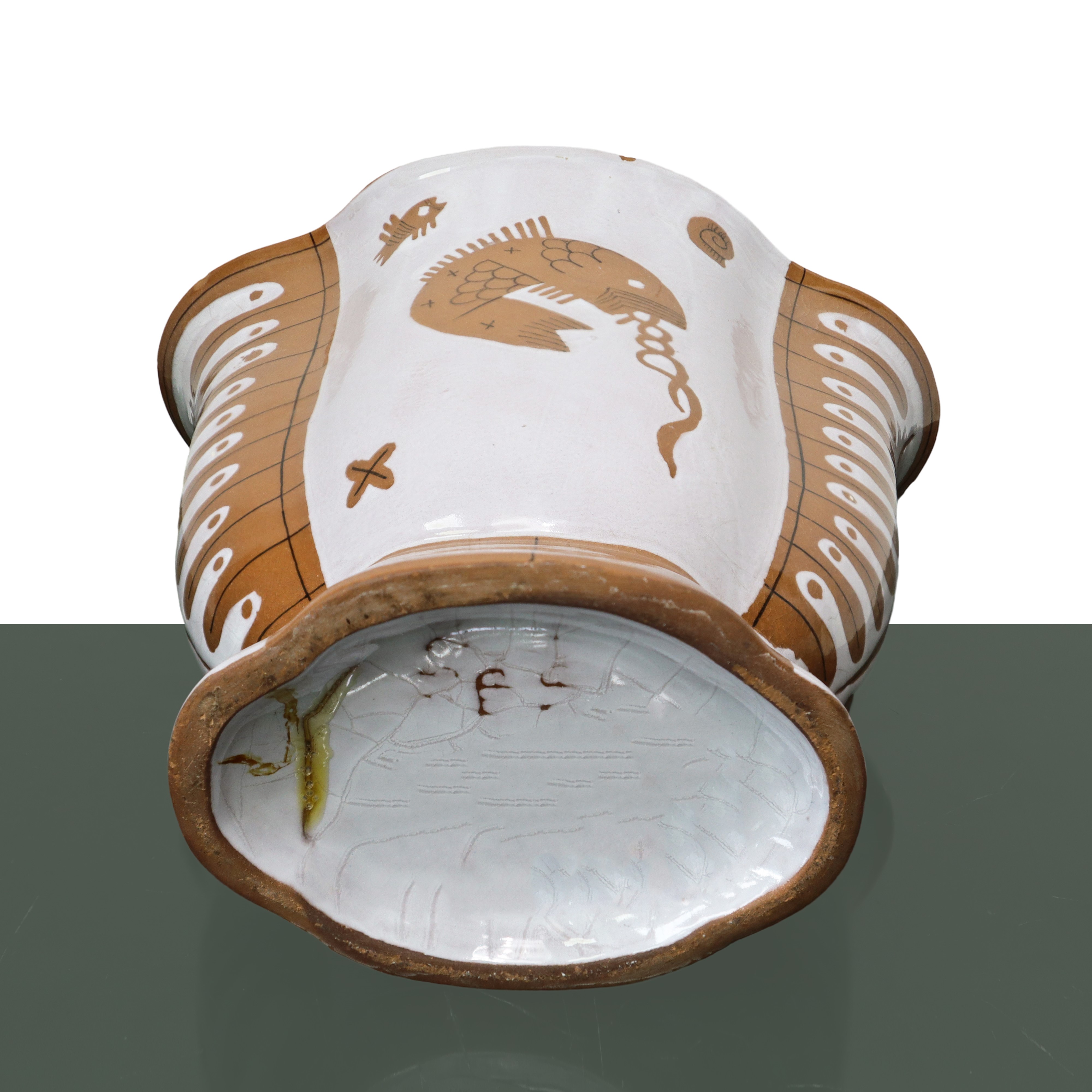 Giovanni Gariboldi - Vaso in Ceramica Smaltata con Raffigurazione di Veliero e Pesce