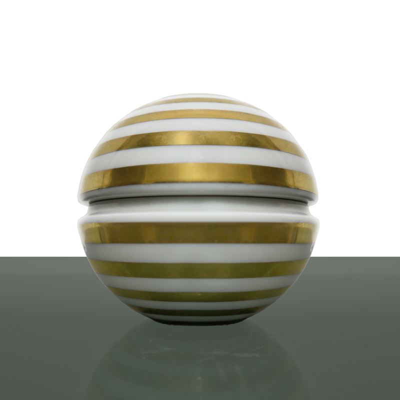 Piero Fornasetti - Sfera Scatola in Porcellana Bianca e Finiture Dorate