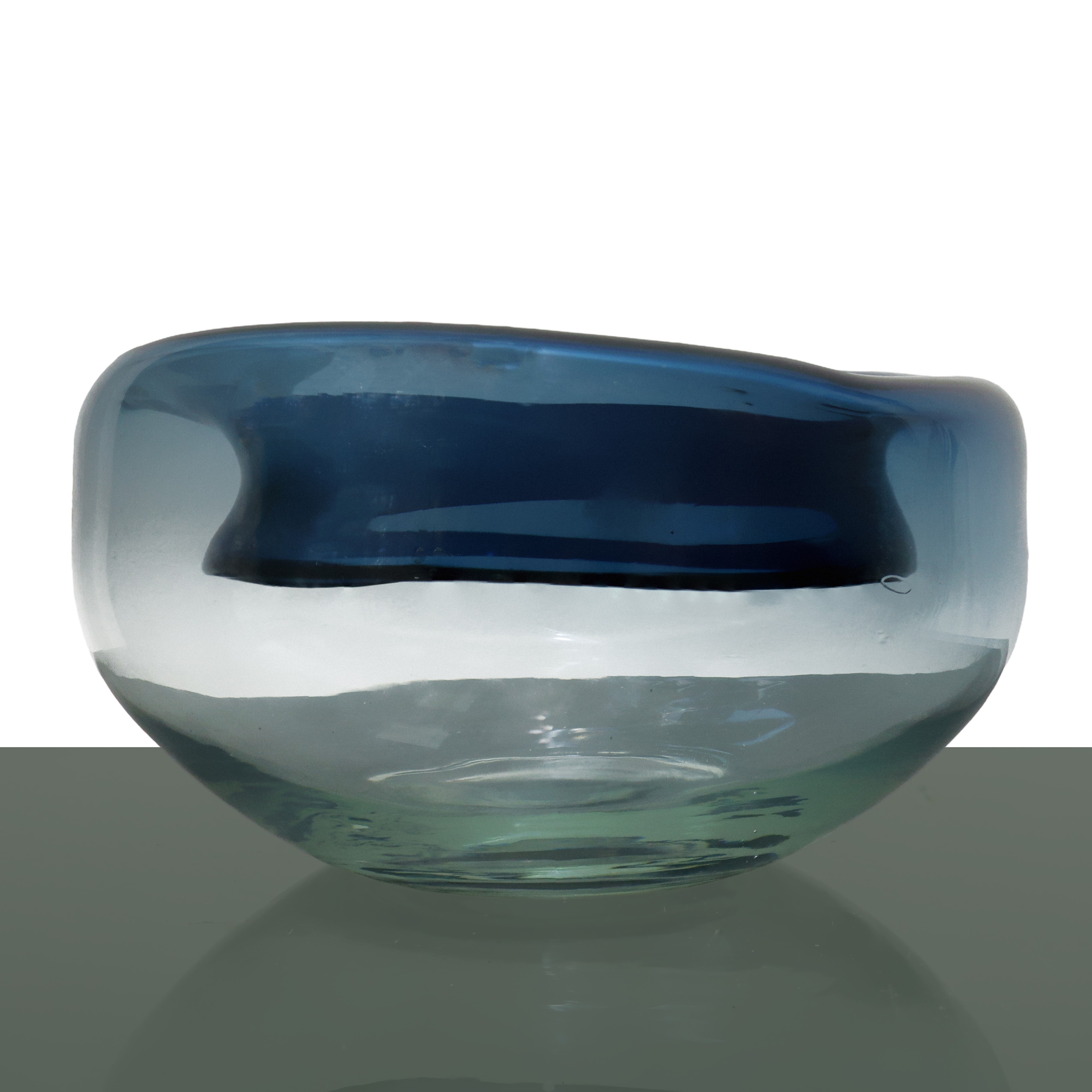 Centrotavola in vetro di Murano trasparente e blu