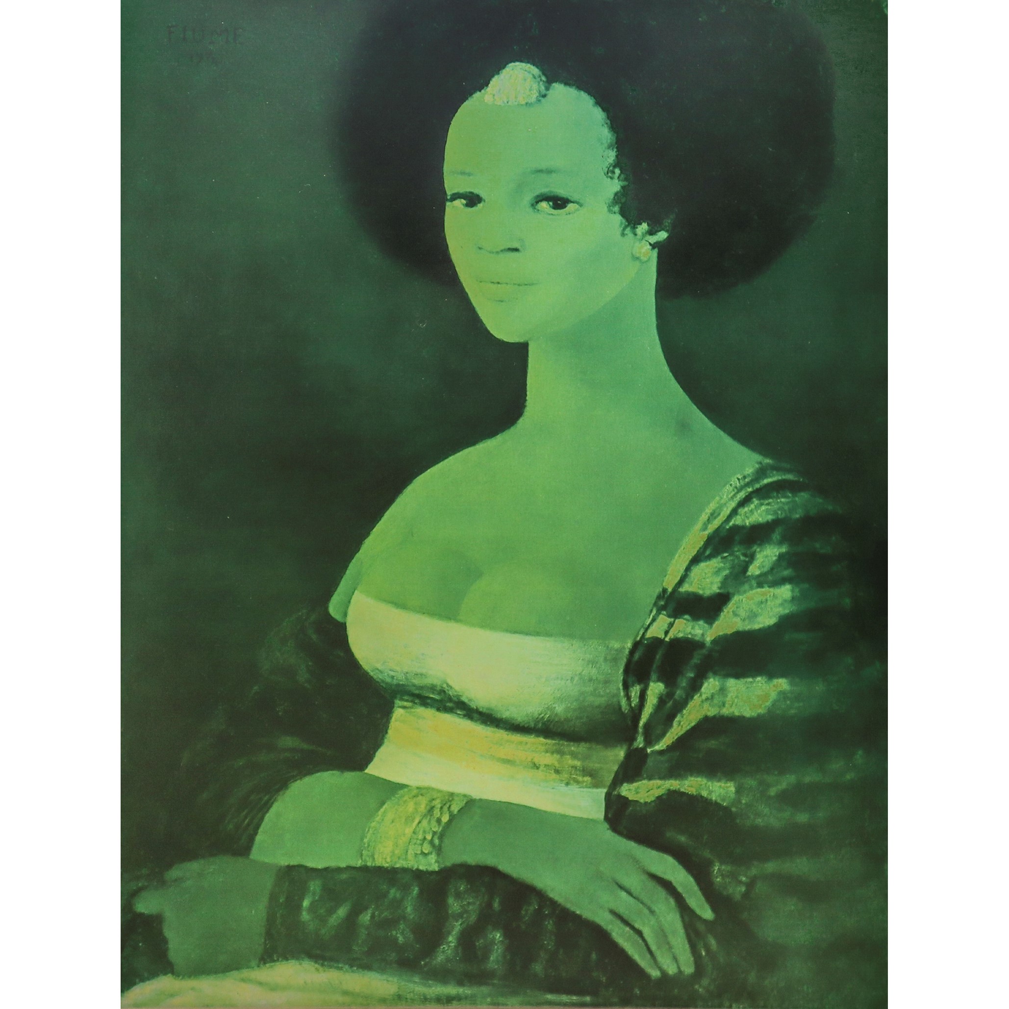 Salvatore Fiume - Gioconda africana, serigrafia su lamina di metallo (1974)