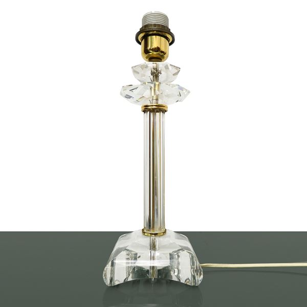 Vintage structure in cut crystal and golden brass details, square base, prod. Italian in the style of Barovier and Toso of the 90s