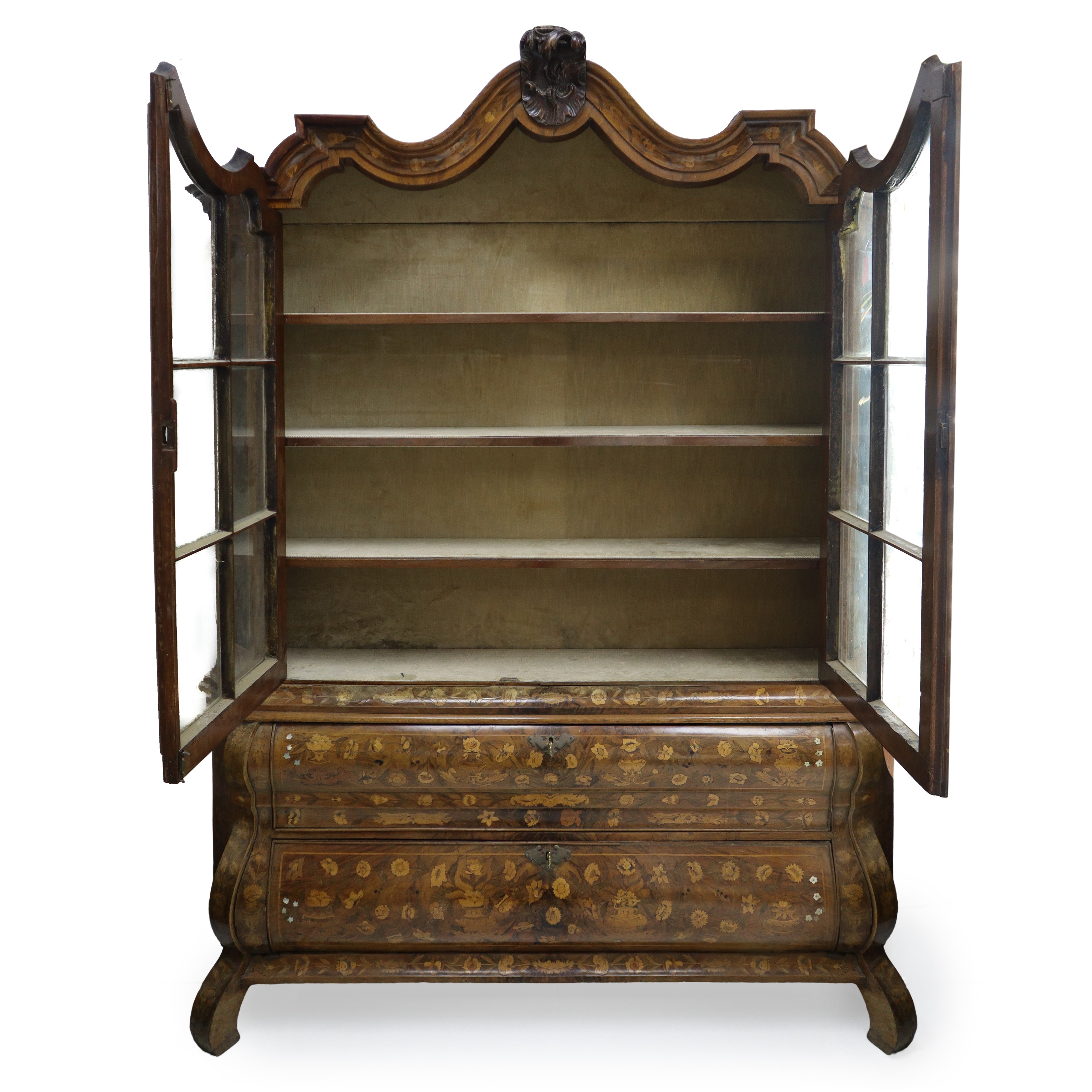 Credenza olandese, intarsiata a motivi floreali, fine XVIII secolo