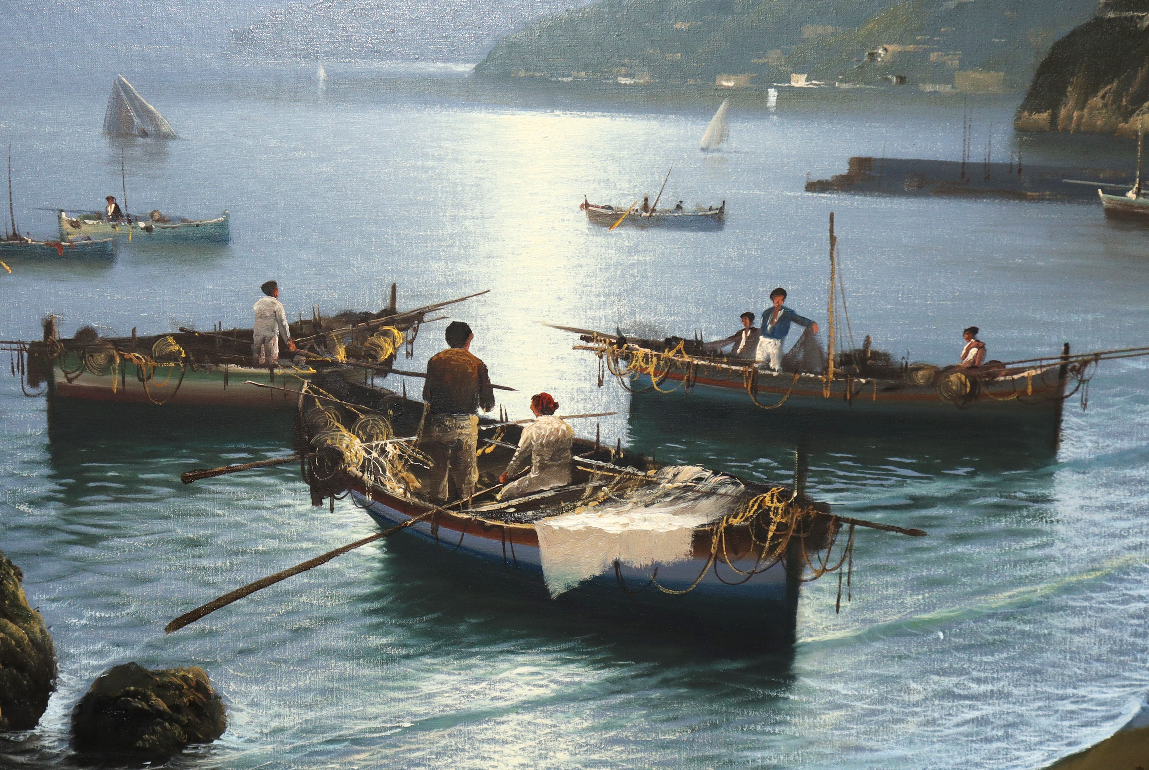 Mario Galanti - Costiera Amalfitana (marina con Barche e Pescatori)