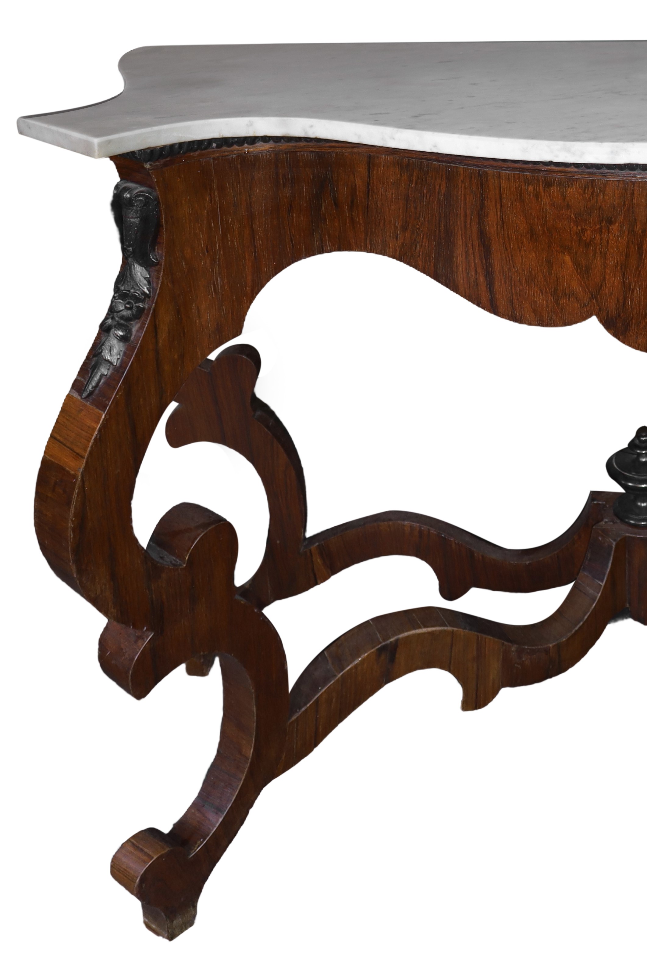Console in legno di mogano Luigi Filippo con marmo al piano