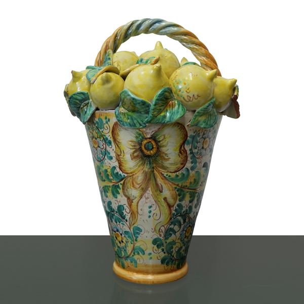 Basket of lemons in Caltagirone majolica