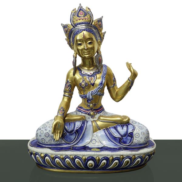 Edoardo Tasca - Indian princess in polychrome porcelain