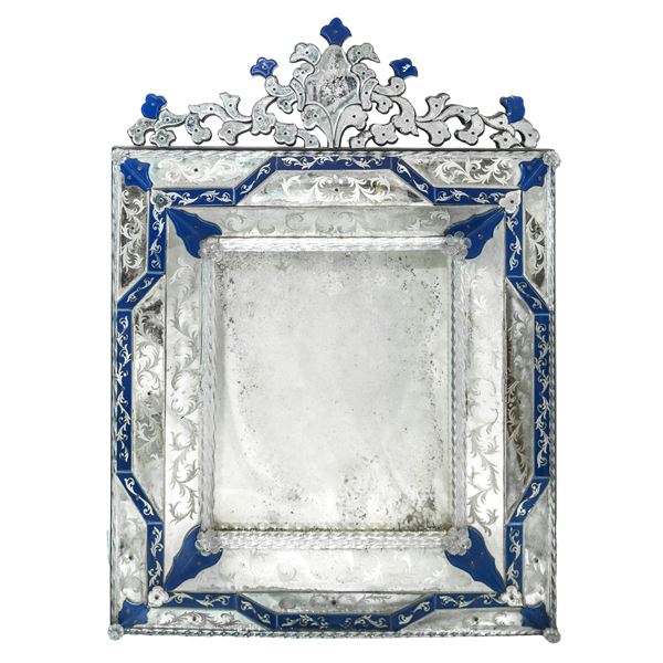 Mirror in engraved Murano glass