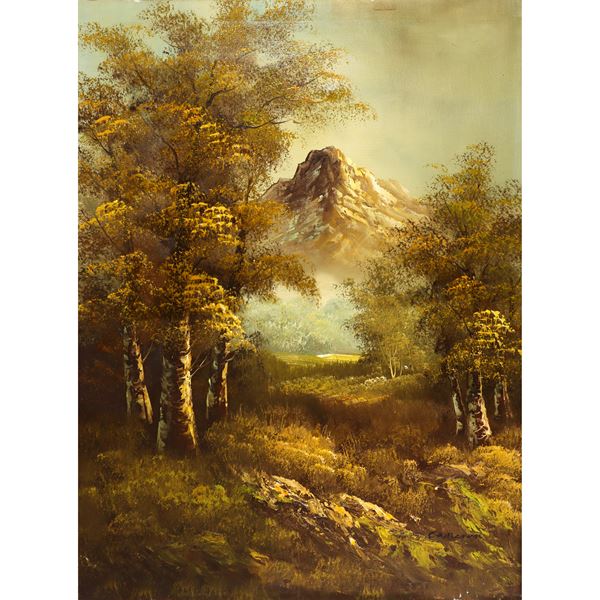 David Young Cameron - Paesaggio con alberi e montagne, Cameron