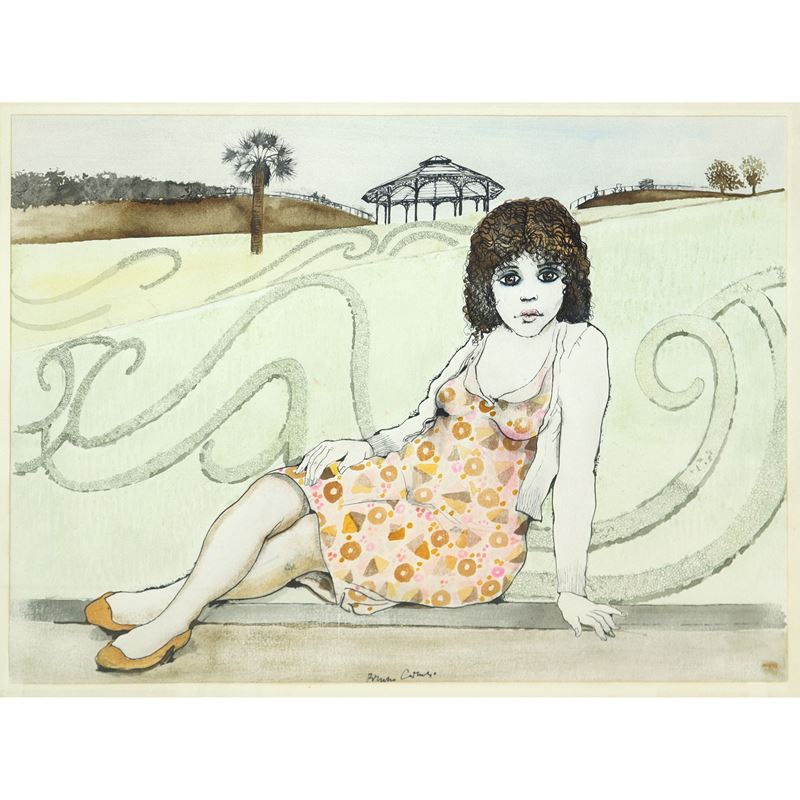 Ragazza seduta alla Villa Bellini di Catania