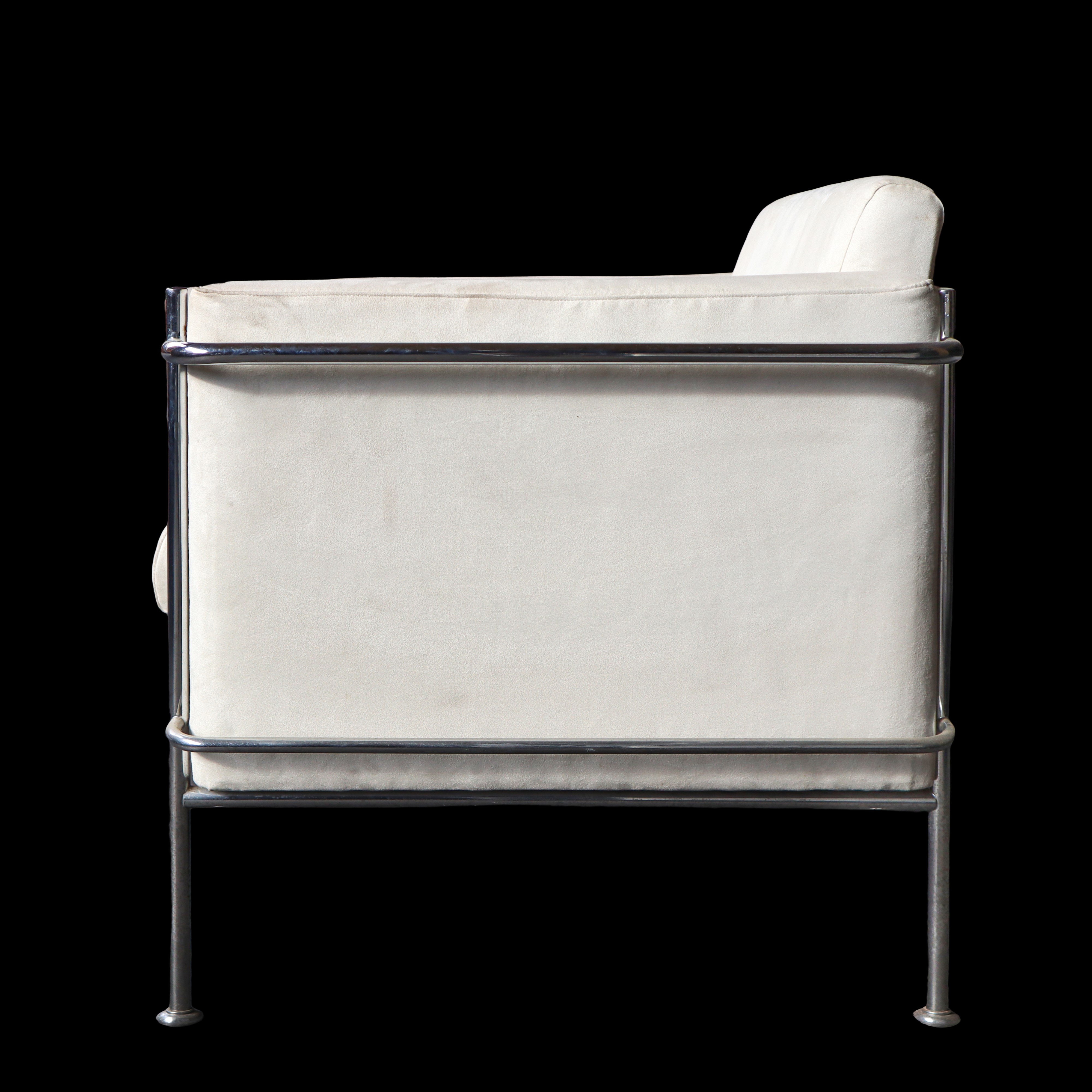 Coppia di poltrone modello Jazz in acciaio cromato e alcantara