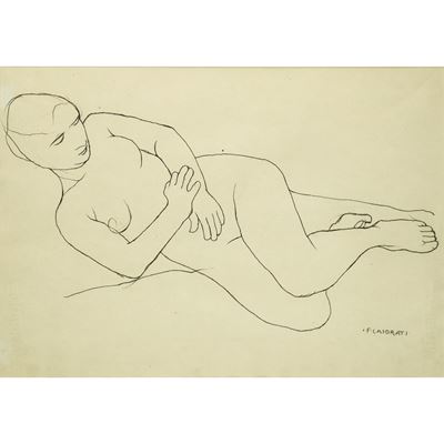 Nudo di Donna Sdraiata, Firmato in Basso a Destra