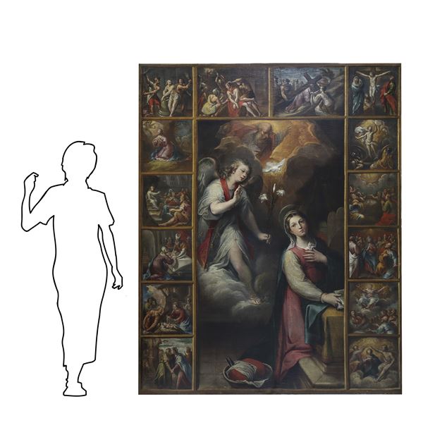 Fabrizio Santafede - Annunciazione, contornata dalle scene della Passione di Cristo