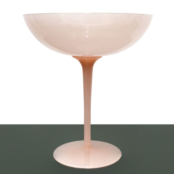 Grande coppa / alzata  in opaline rosa