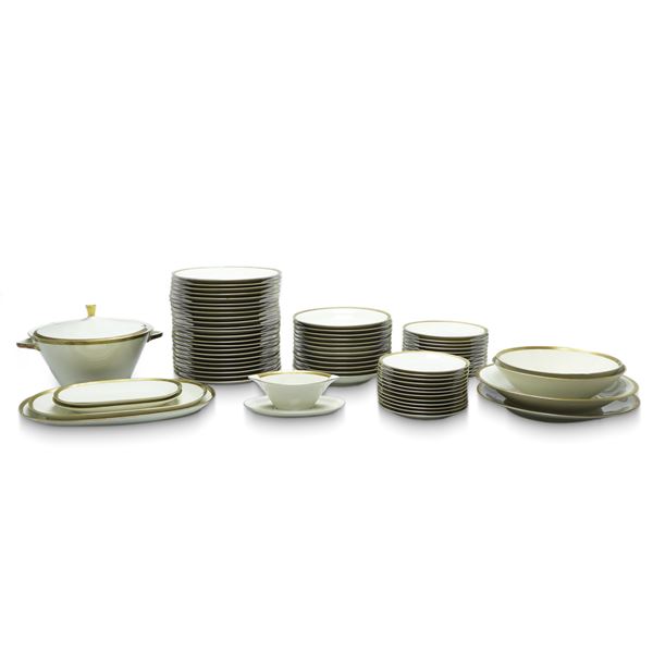 Bavaria Johann seltmann vohenstrau&#223; - White porcelain dinner service, gold and black lanceolate edge