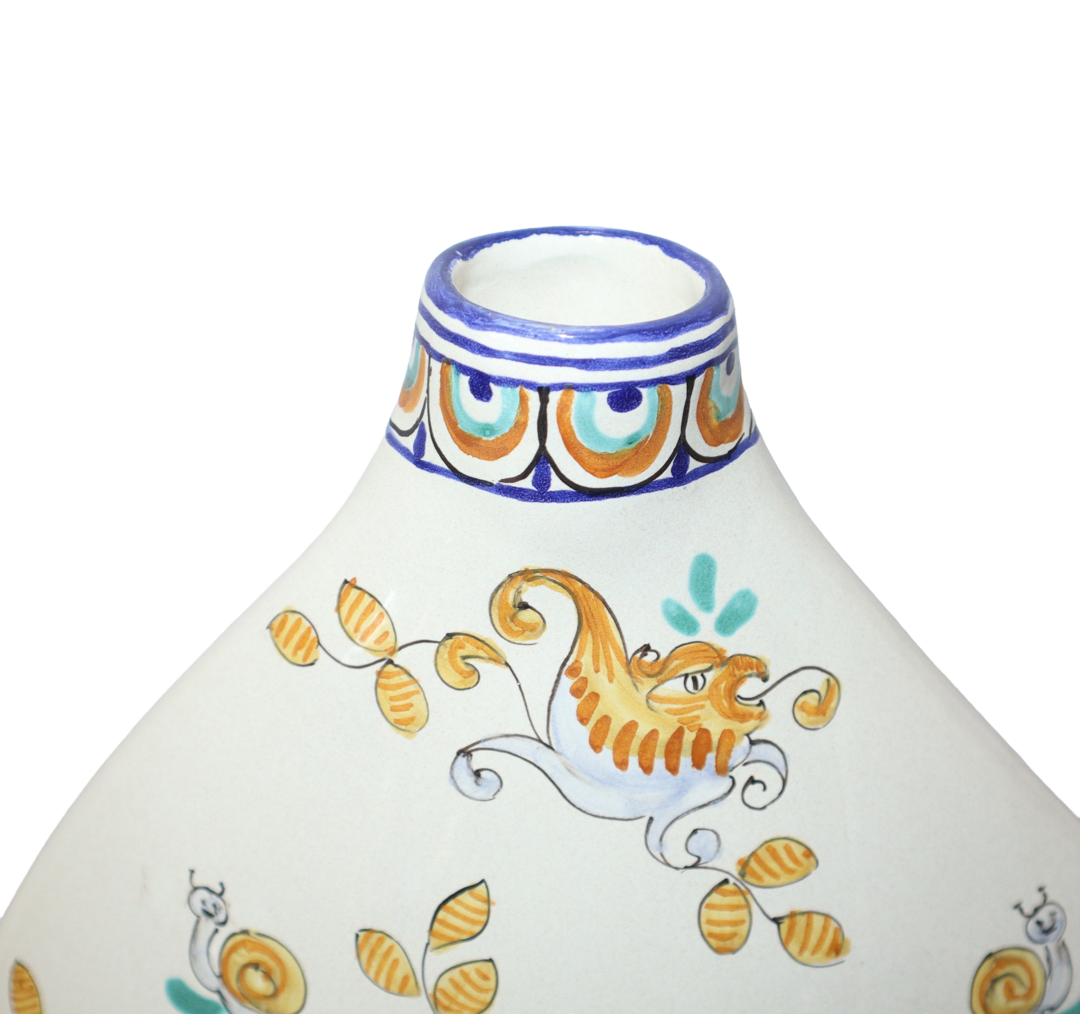 Vaso policromo De Ruta con puttini, ceramica, XX secolo
