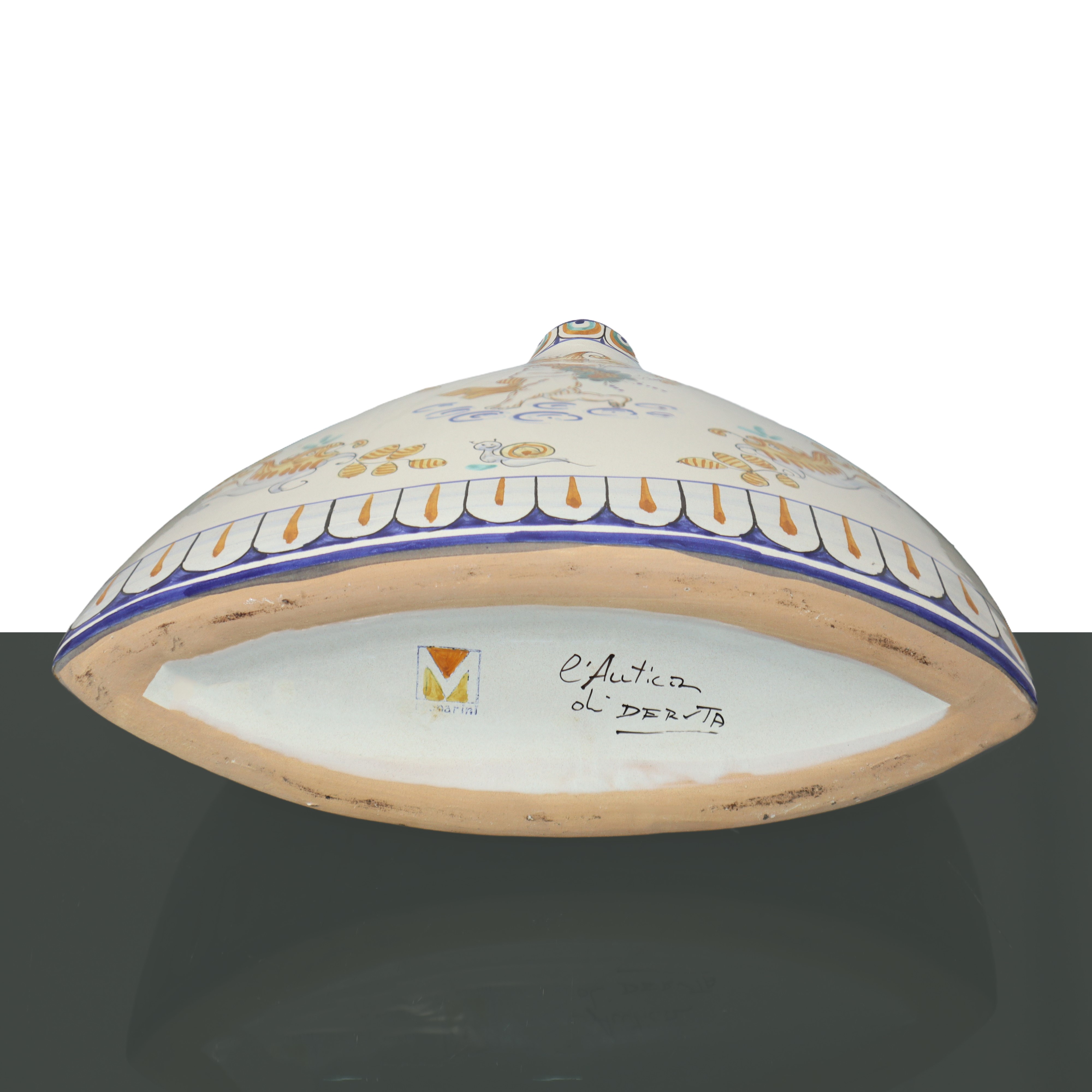 Vaso policromo De Ruta con puttini, ceramica, XX secolo