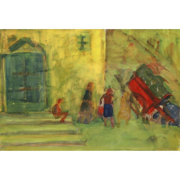 Figure in the street with cart