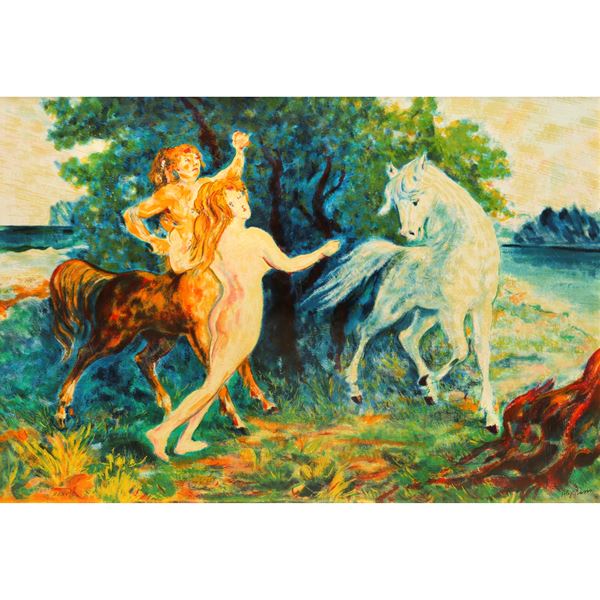 Aligi Sassu - Hippodamia and the centaur