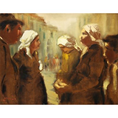 Donne con Fazzoletto Bianco in Testa