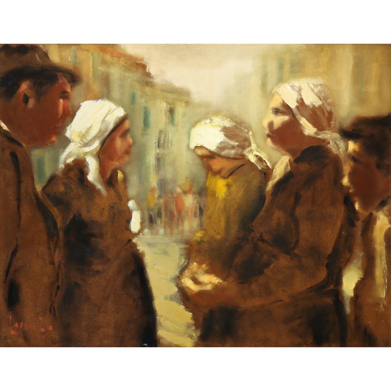 Lorenzo Albino - Donne con Fazzoletto Bianco in Testa
