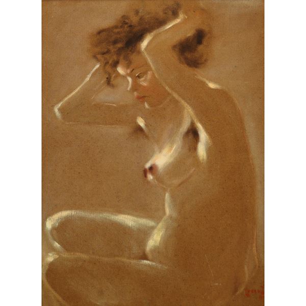 Albino Lorenzo - Nudo di giovane donna di profilo