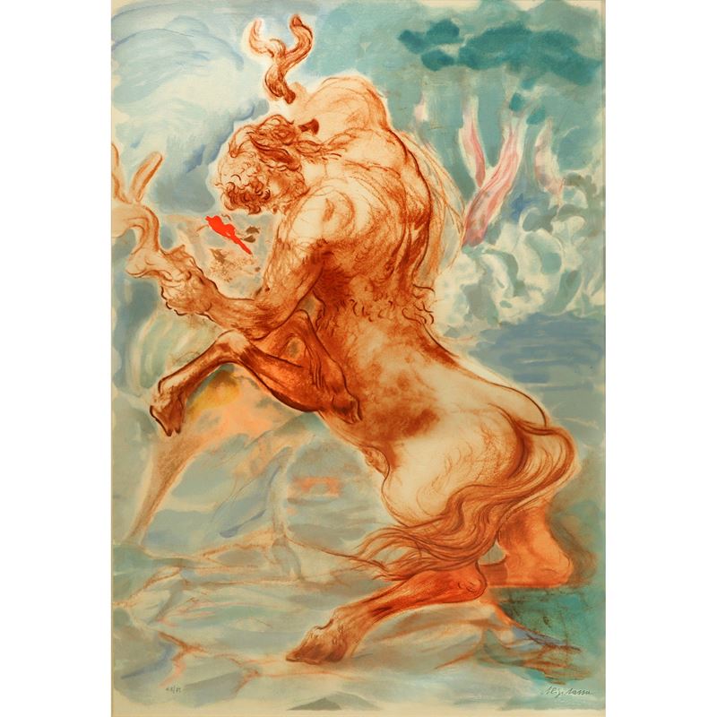 Aligi Sassu - Centauro, litografia a colori