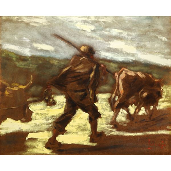 Farmer with oxen