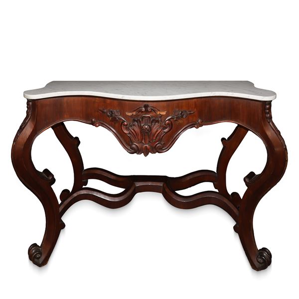 White marble console on the floor, in Louis Philippe style