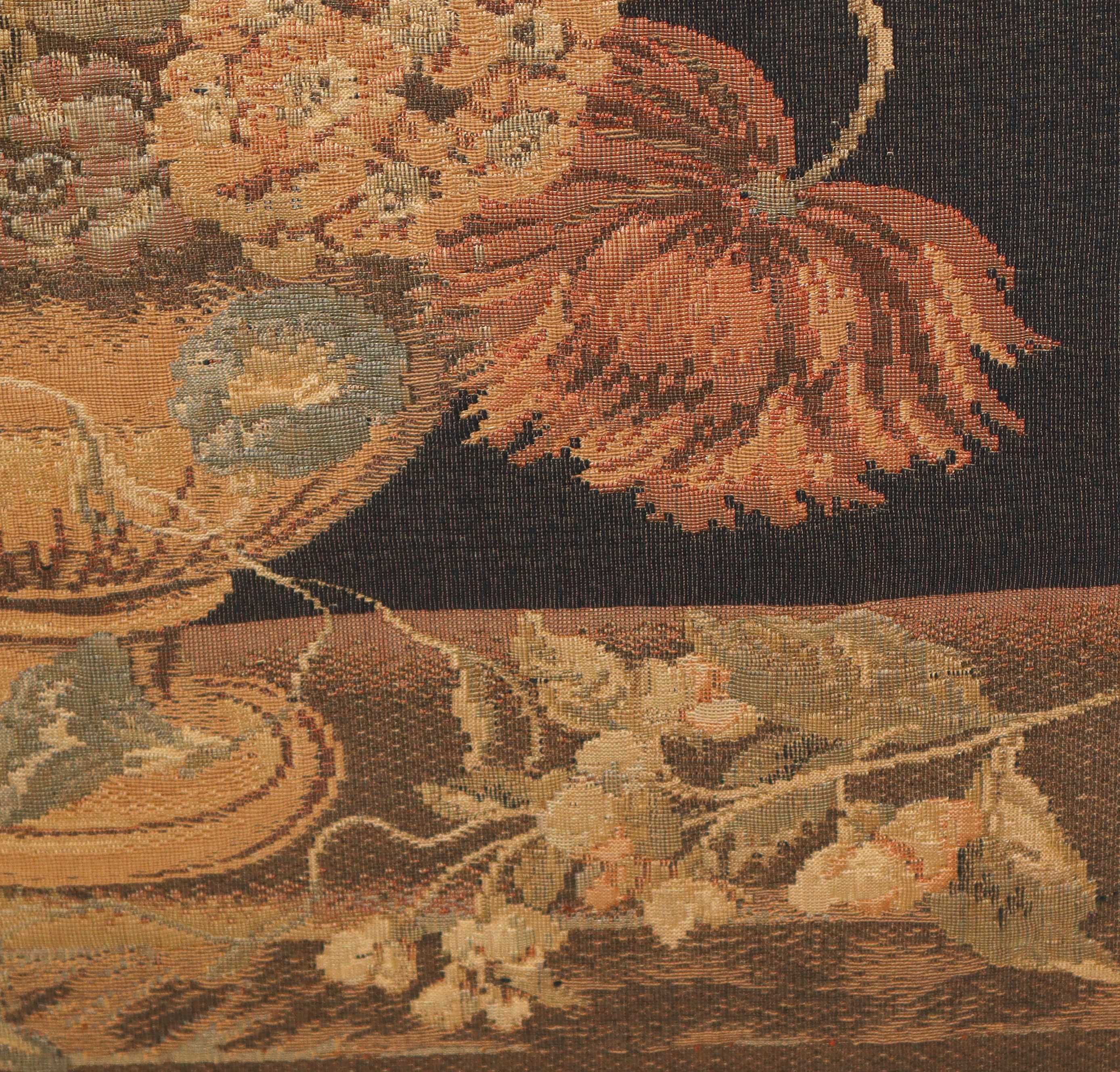 Coppia di Nature Morte di Fiori, Gobbelin in Tessuto