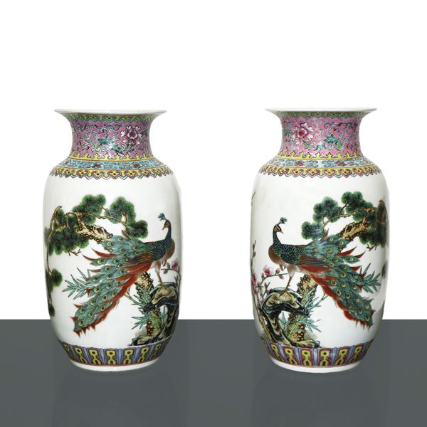 Triptych of Chinese vases