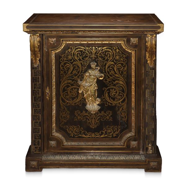 Etagere laccato nero in stile boulle