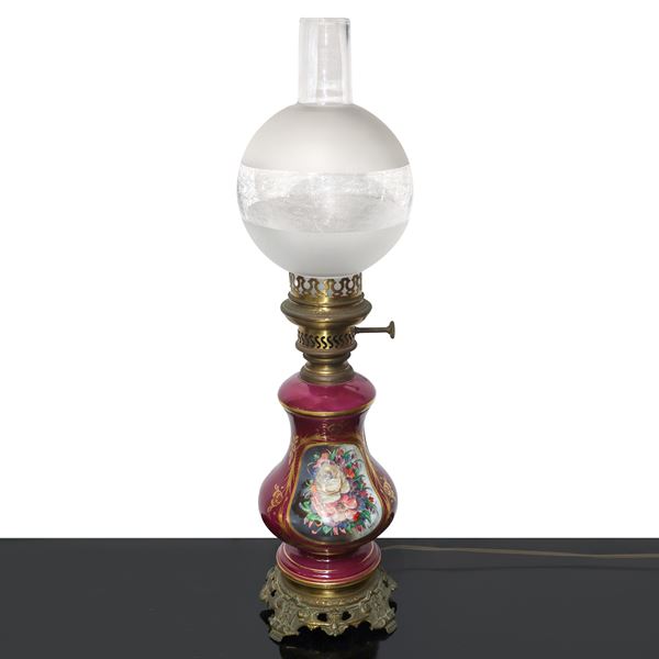 Burgundy oil lamp