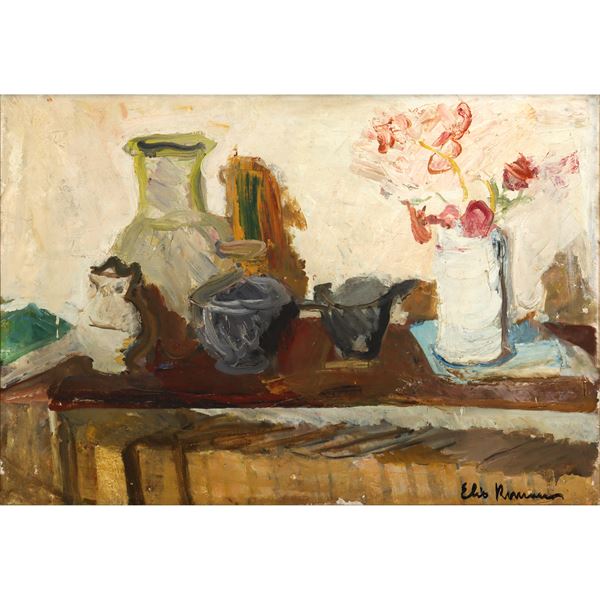 Elio Romano - Still life with vases