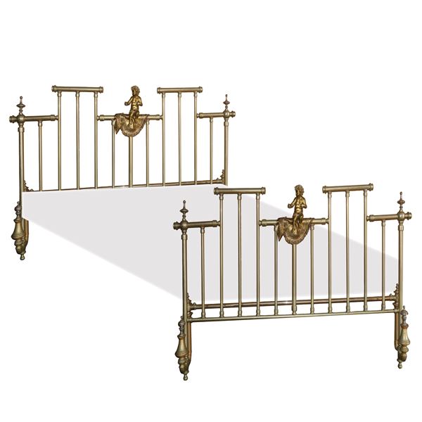 Brass bed, with headboard and footboard