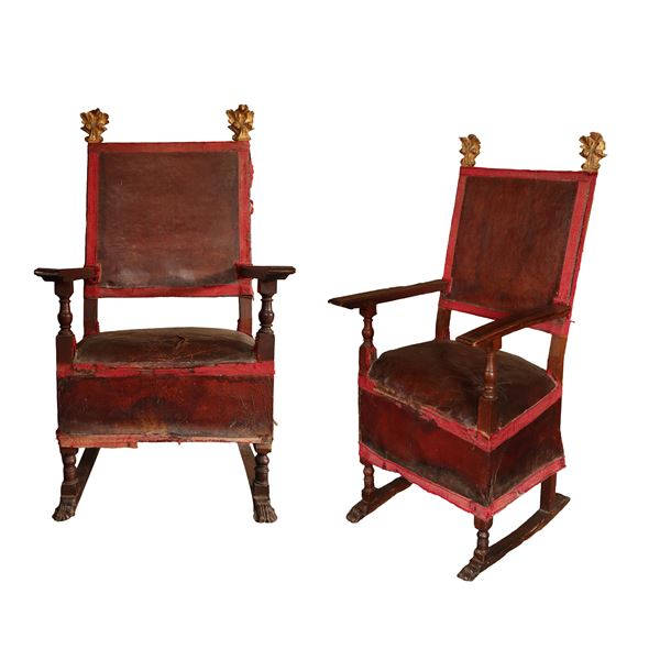 PAIR OF LARGE RENAISSANCE CARDINAL CHAIRS